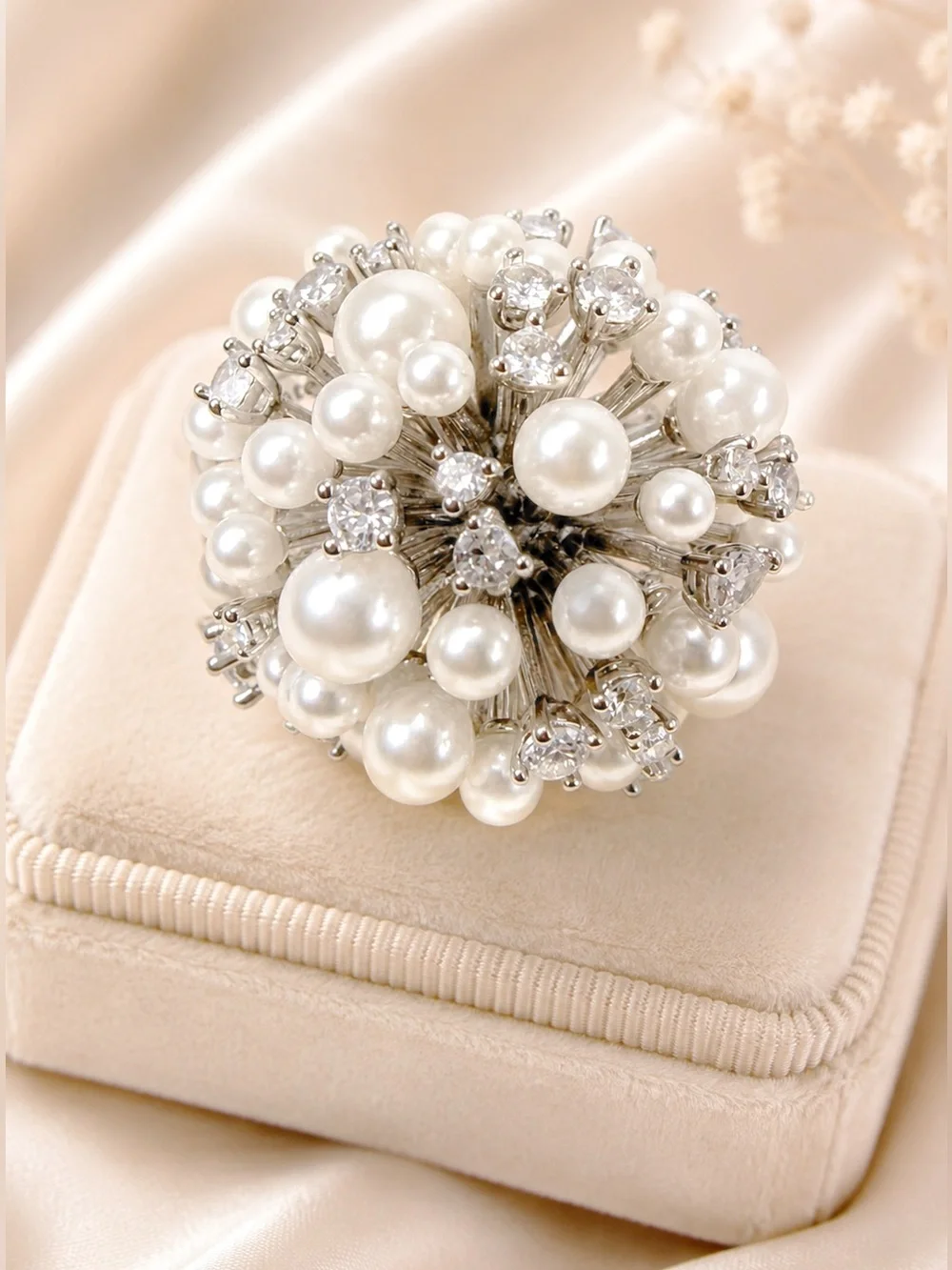 Kate Spade Cheers To That Cluster Ring Pearl Crystal. Size 7